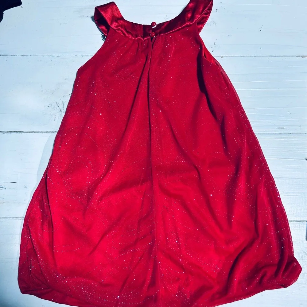 Kids Girls Red Sparkle Glitter Dress Size 4 Halter Jeweled‎ Buckle Holiday Party